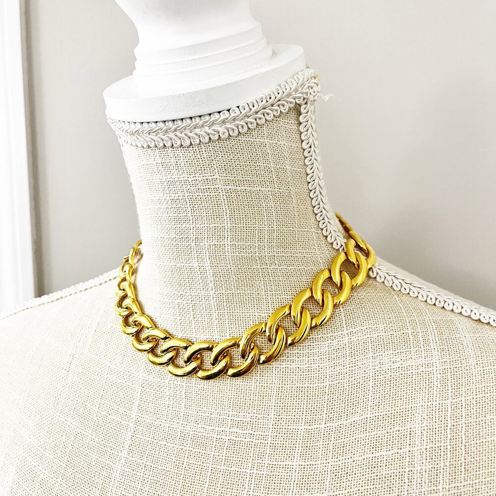 Napier Vintage 80's Gold Tone Chunky Link Collar Necklace